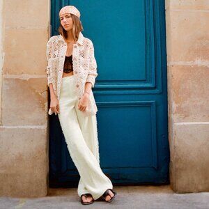 ZARA NWT Frayed Rustic Pants Size XS